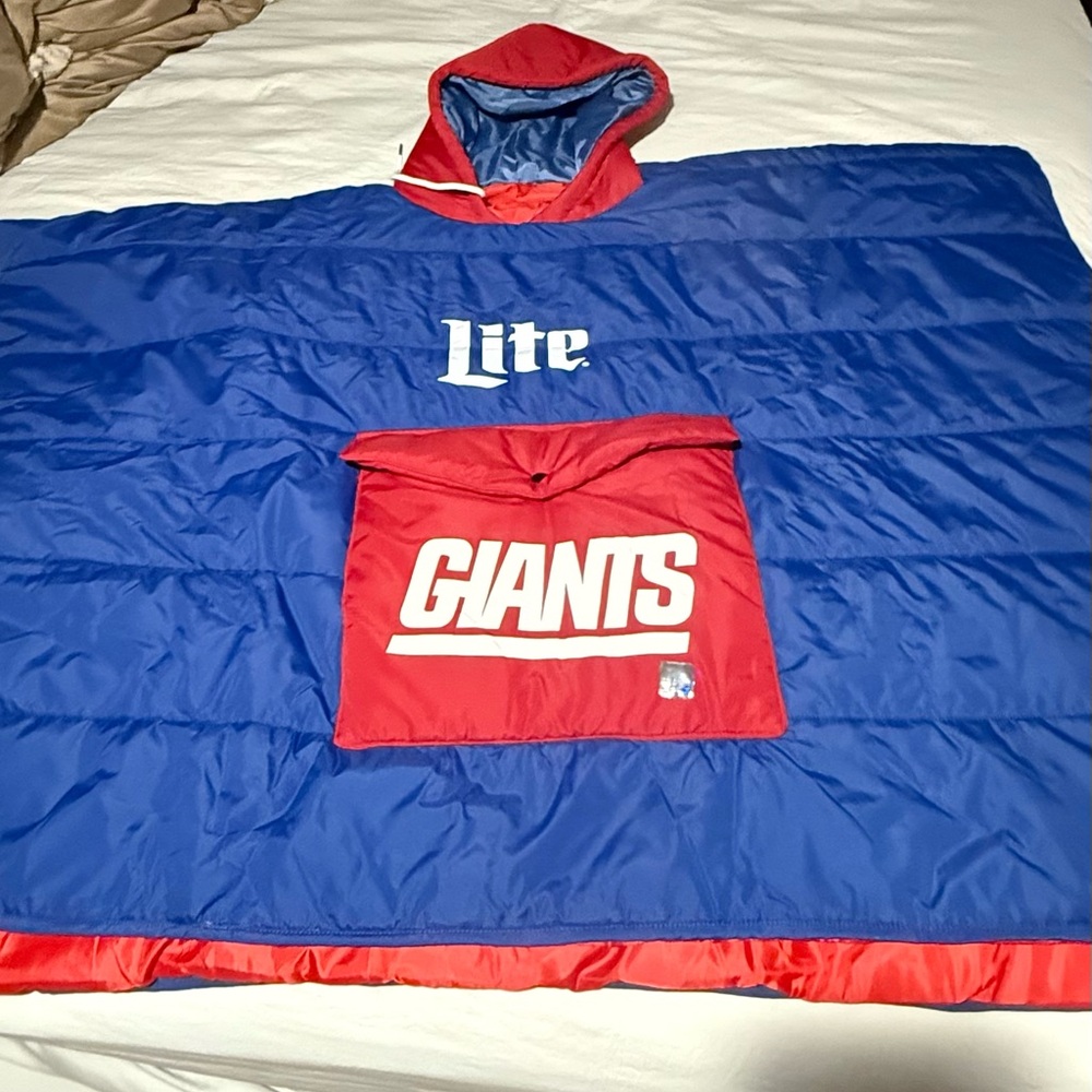 Giants Blue and Red Puffer Poncho